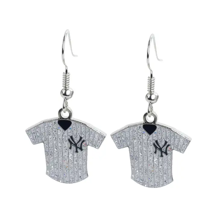 Boucles d'oreilles maillot pailleté Yankees argent/marine