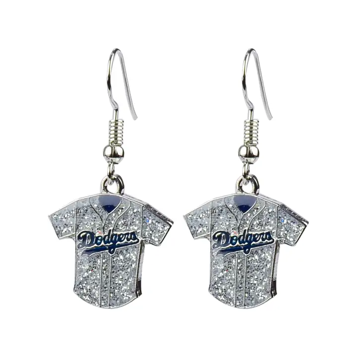 Boucles d'oreilles maillot pailleté DODGERS argent