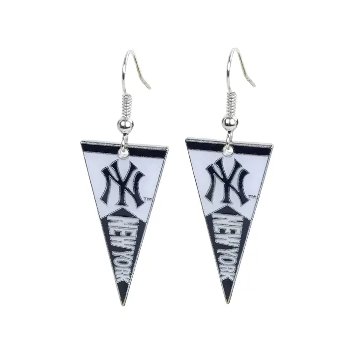 Boucles d'oreilles pendantes Fanion Yankees argent/marine/blanc