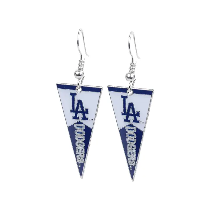 Boucles d'oreilles pendantes fanion DODGERS argent/bleu/blanc