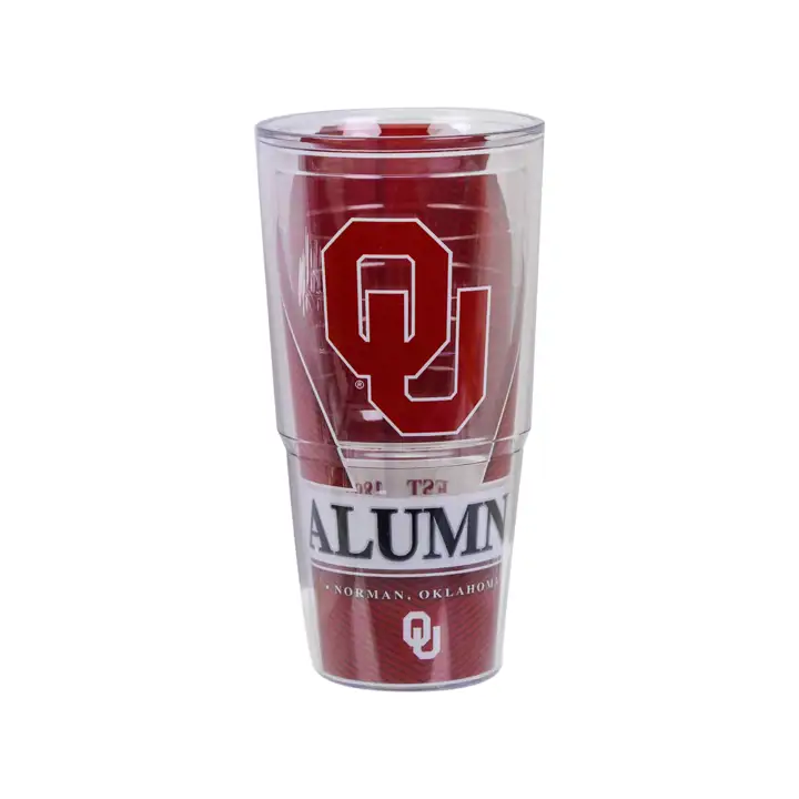 Gobelet Oklahoma Sooners 24 oz, modèle Alumni Wrap Transparent/Cramoisi