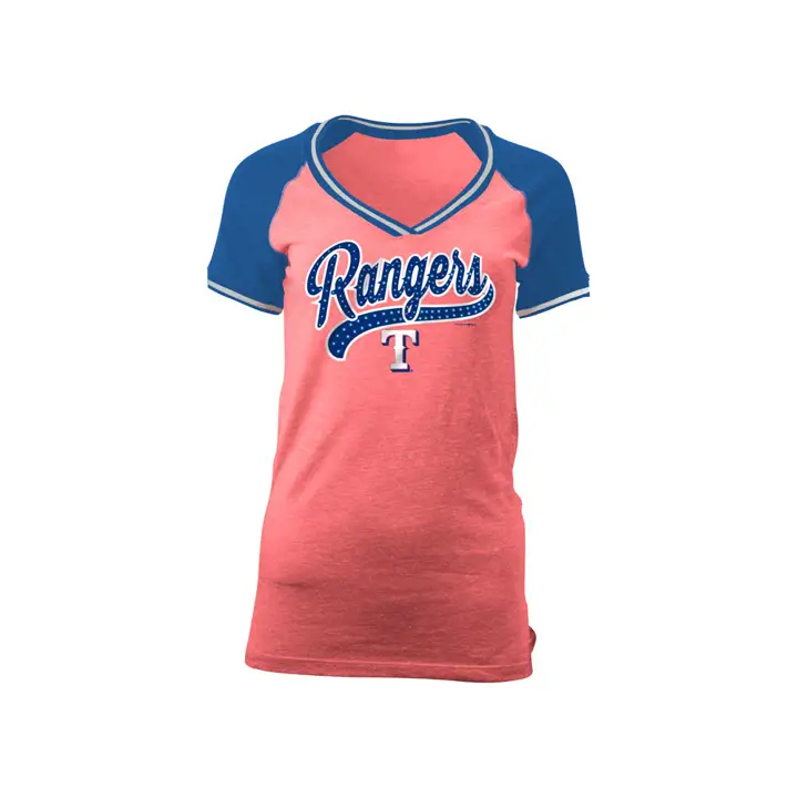 T-shirt de nuit strassé rouge/rb pour femme Texas Rangers MLB 17