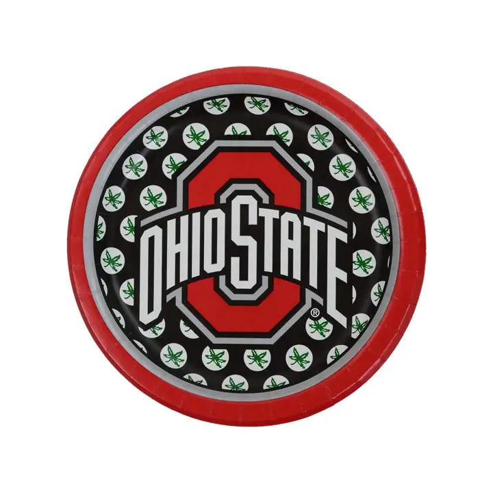 Assiette à dessert Ohio State Buckeyes de 17,8 cm – Paquet de 8 ROUGE/noir