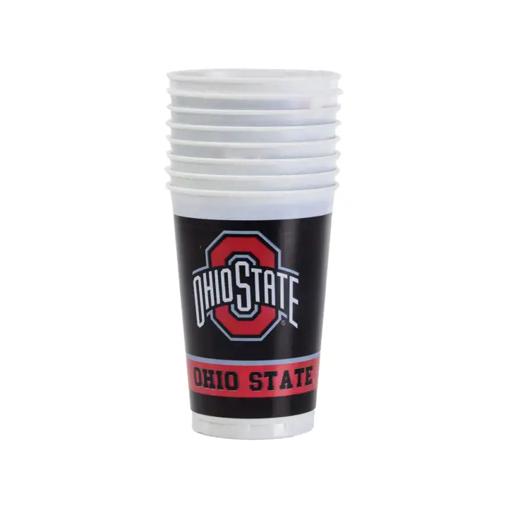 Gobelet en plastique Ohio State Buckeyes de 20 oz – Paquet de 8 ROUGE/noir/blanc
