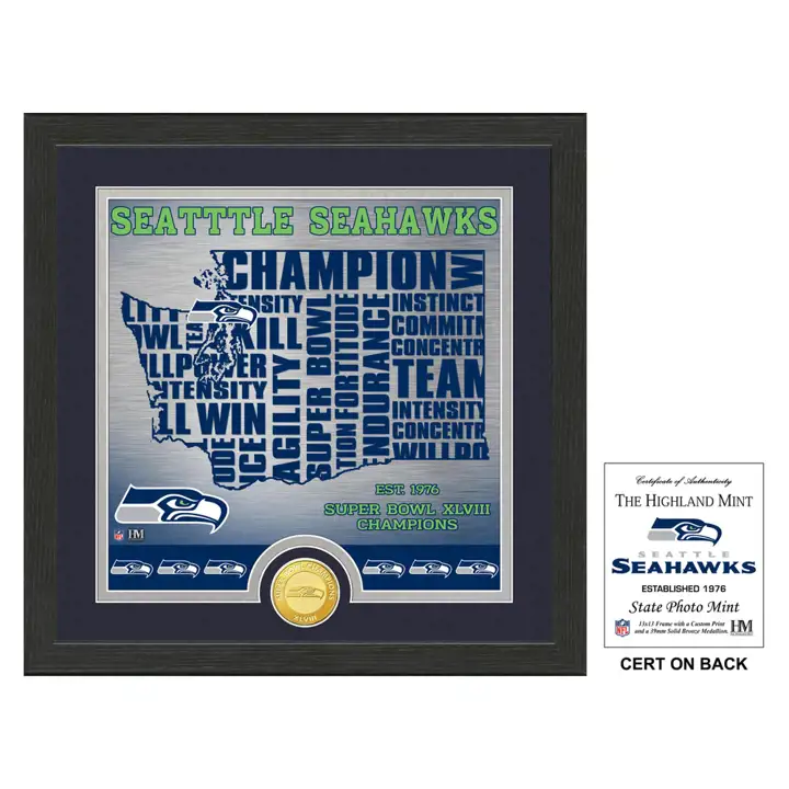 Pièce commémorative SEAHAWKS en bronze avec photo blk/navy