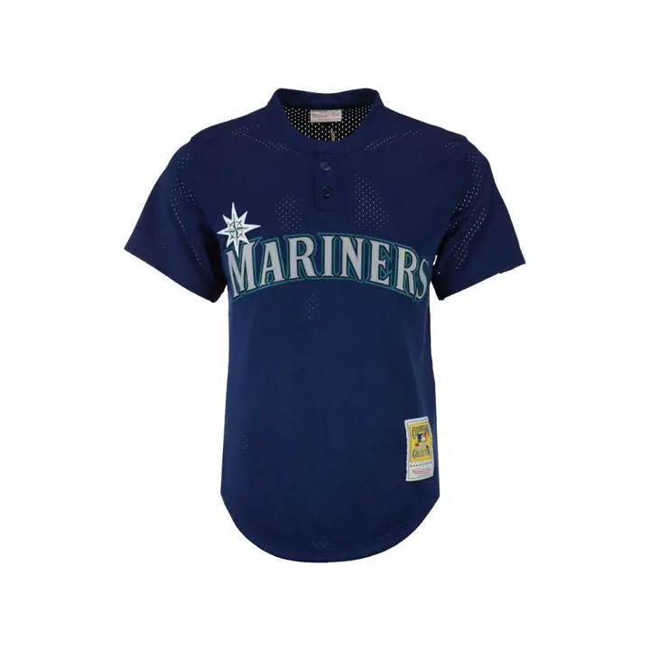 Maillot en maille MLB Mariners M&N Auth BP Johnson marine