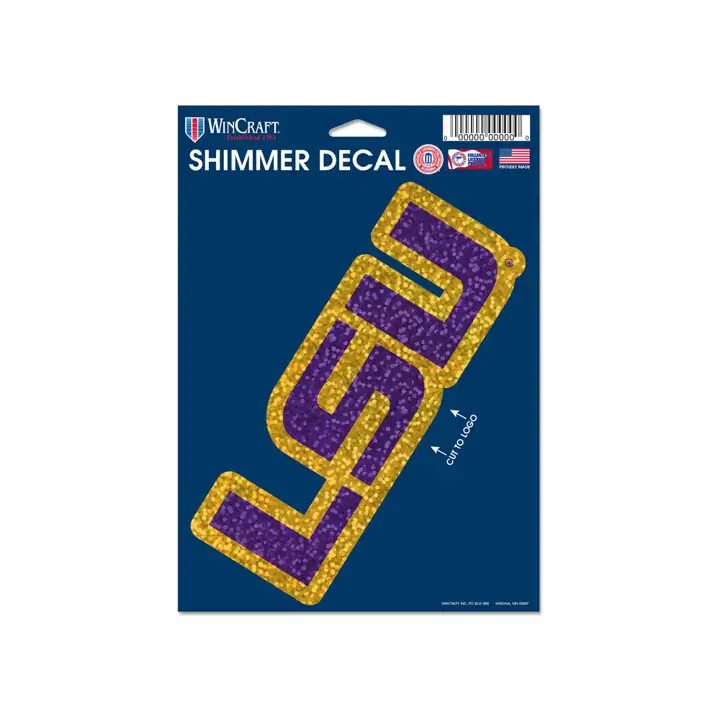 "Autocollant scintillant L.S.U. 5\"x7\" vio/dor"