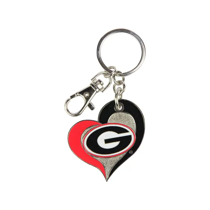 Porte-clés Georgia Swirl Cœur rouge/noir/argent