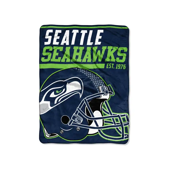 "Seattle Seahawks Micro Raschel 46x60 "40 Yard Dash" MARINE/li"