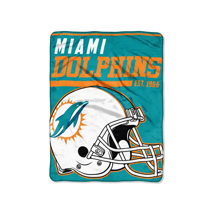 "Plaid polaire Miami Dolphins Micro Raschel 117x152 cm (46x60 po) « 40 Yard Dash » - sarcelle"