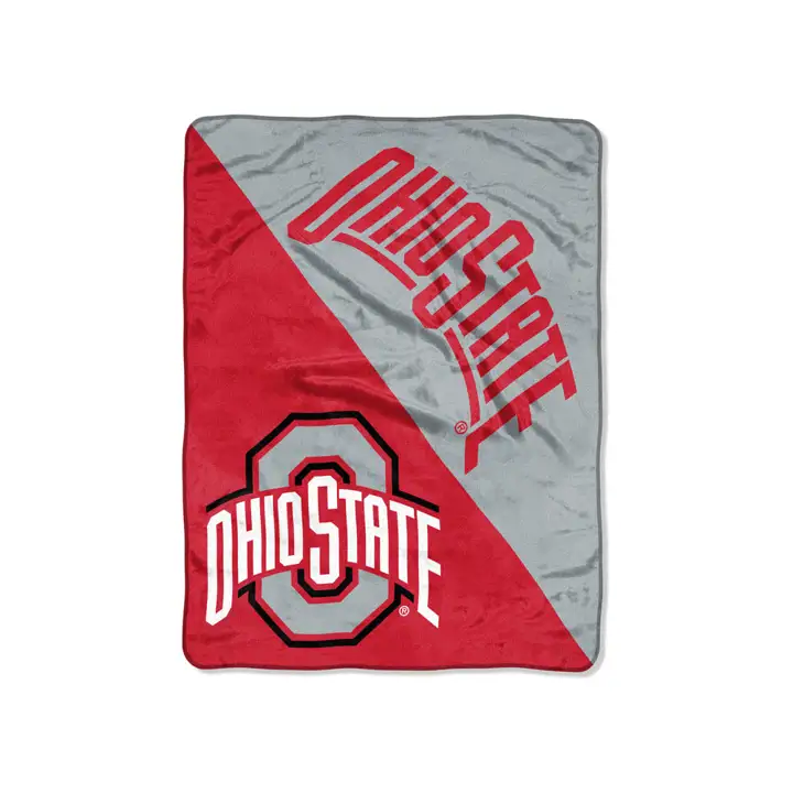"Plaid microfibre Ohio State Buckeyes 46x60 po « Halftone » ROUGE/gris"
