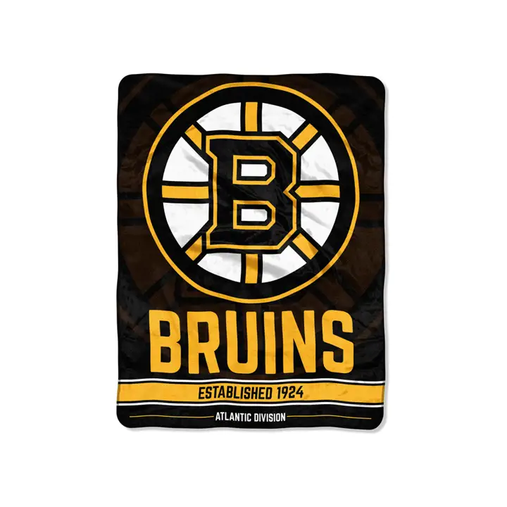 "Couverture Polaire Boston Bruins Micro Raschel 46x60 \"Break Away\" NOIR/jaune"