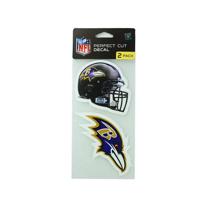 Autocollant découpé Ravens 4x4, paquet de 2, assorti