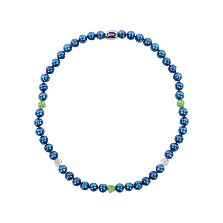 Collier SEAHAWKS XP Honora avec perles scintillantes marine/vert citron
