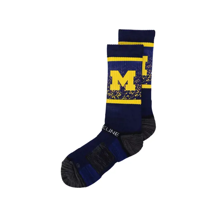 Chaussettes mi-mollet Strideline Crew II Michigan Wolverines NCAA marine/jaune