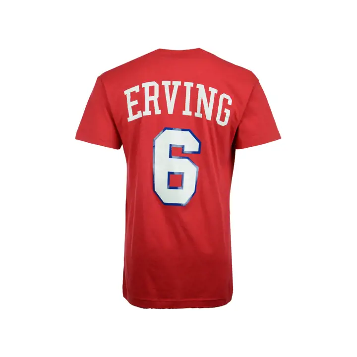 T-shirt de joueur NBA M&N HWC SIXERS Erving #6 rouge
