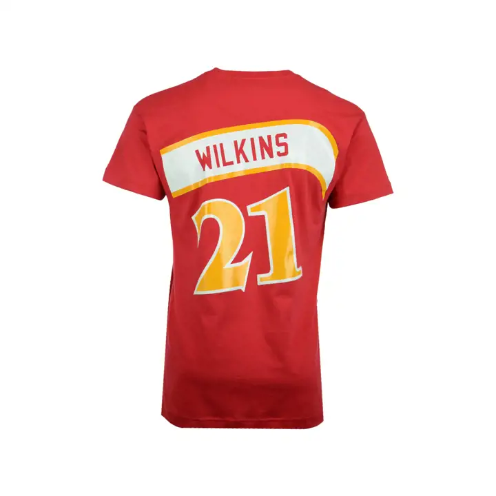T-shirt joueur HWC M&N NBA HAWKS Wilkins rouge