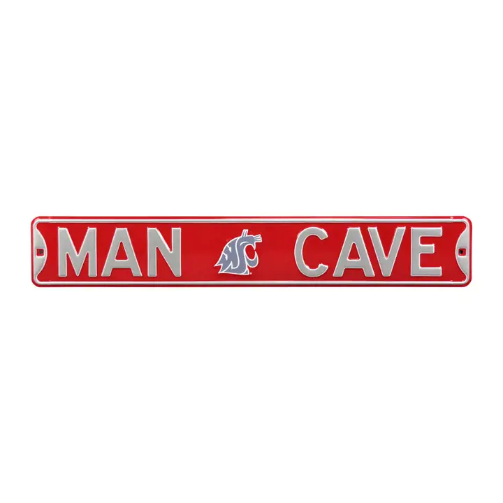 Panneau de rue authentique des Cougars de l'État de Washington - Décoration caverne d'homme