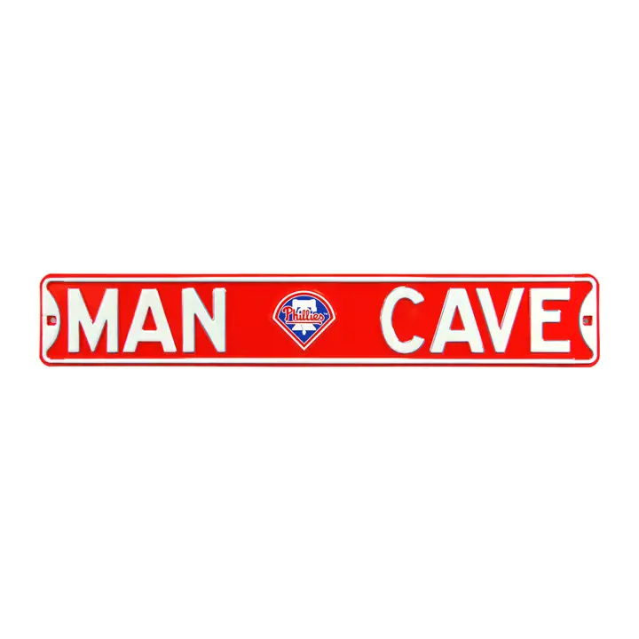 Panneau de rue authentique des Phillies de Philadelphie - Rouge Man Cave