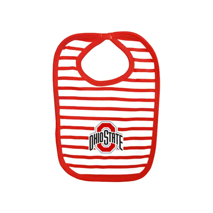 Bavoir en tricot rayé NCAA Ohio State rouge/blanc