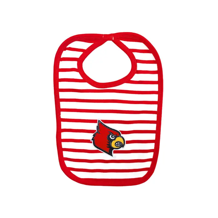 Bavoir tricoté rayé Louisville NCAA rouge/blanc