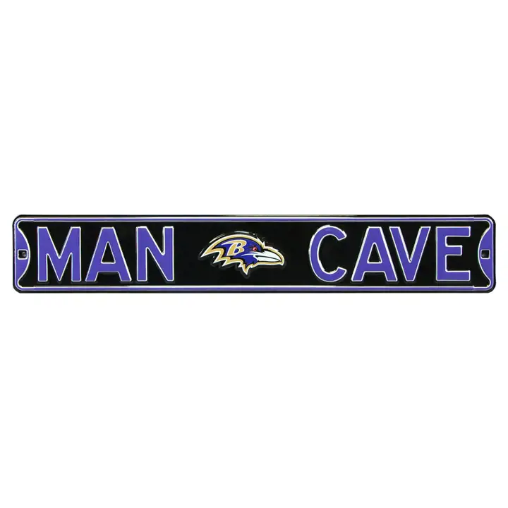 Panneau de rue authentique Baltimore Ravens - Grotte d'homme blk