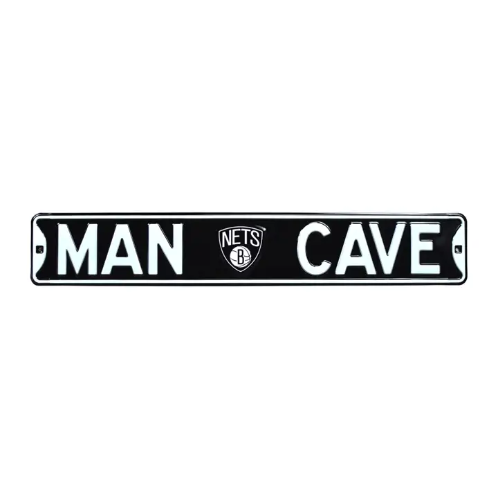 Panneau de Rue Authentique Brooklyn Nets - Cave à Homme noir