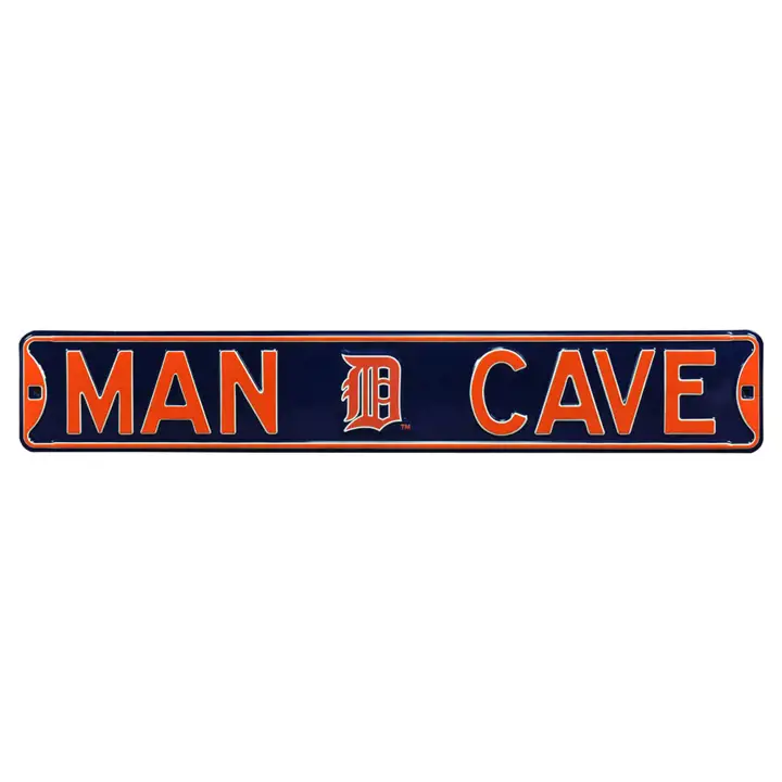 Panneau de rue authentique Detroit Tigers - Grotte d'homme bleu marine