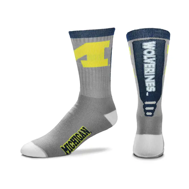 Chaussettes d'équipage Michigan Wolverines Cool Grey Jump Key 504 - XP gr