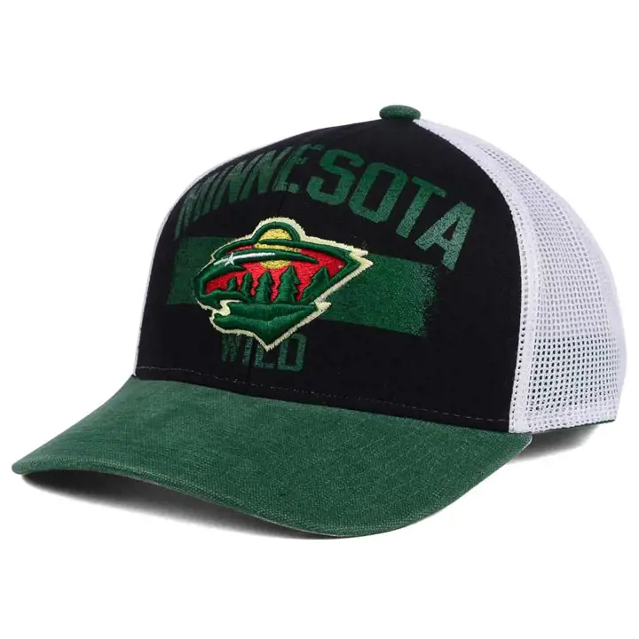 Minnesota Wild LNH 2017 Casquette camionneur ajustable noire/verte/blanche