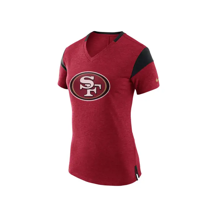 T-shirt col V Femme NFL San Francisco 49ers pour Fan 17 ROUGE