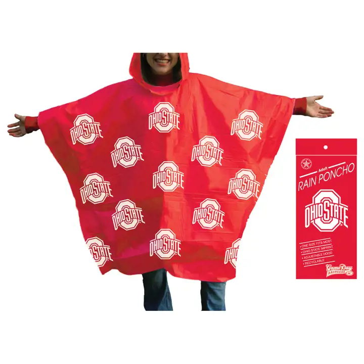 Poncho "Ohio State" intégral rouge