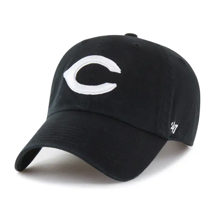 Casquette ajustable MLB Cincinnati Reds noire et blanche '47 Clean Up BLK