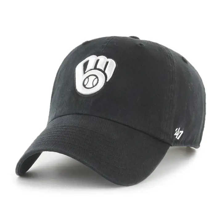Casquette '47 MLB Milwaukee Brewers noire/blanche '47 Clean Up noire