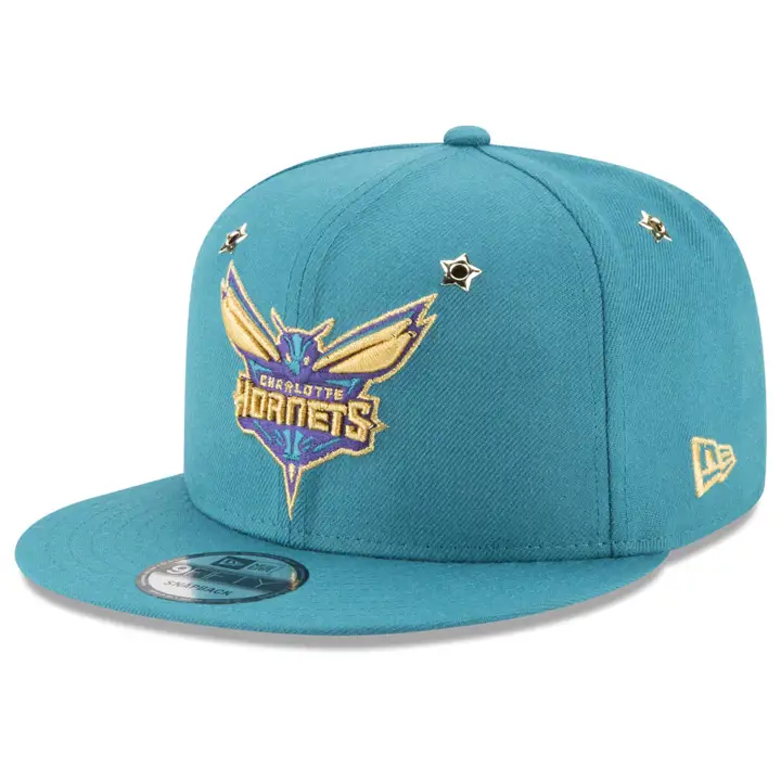 CASQUETTE AJUSTABLE NBA ALL STAR HORNETS ÉTOILE D'OR sarcelle/MT GLD