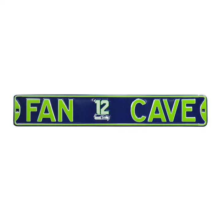 SEAHAWKS Panneau de rue authentique - Fan Cave Fan #12 marine/citron vert