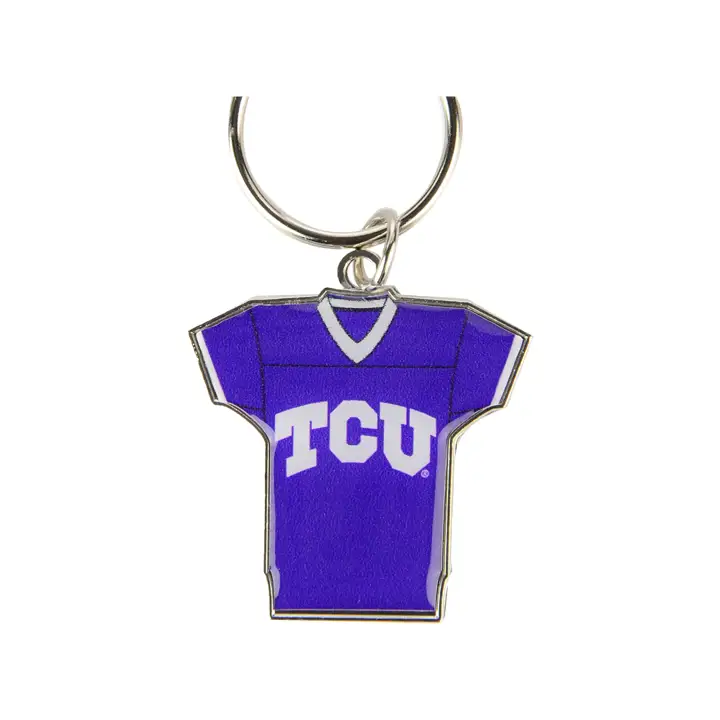 Porte-clés rotatif maillot Texas Christian Horned Frogs argent