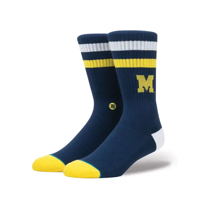 Chaussettes bleues avec logo de l'équipe NCAA du Michigan