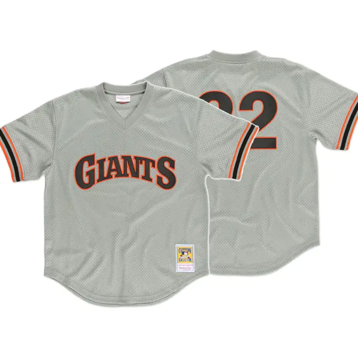 SF GIANTS MLB M&N Maillot filet Auth BP Will Clark gris