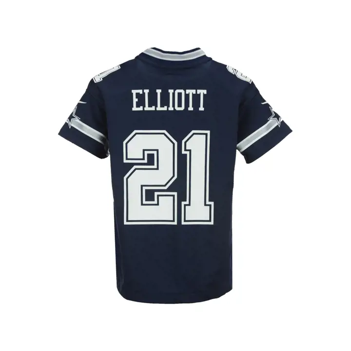 Maillot de match NFL Ezekiel Elliott pour jeune fan des Cowboys, bleu marine/blanc