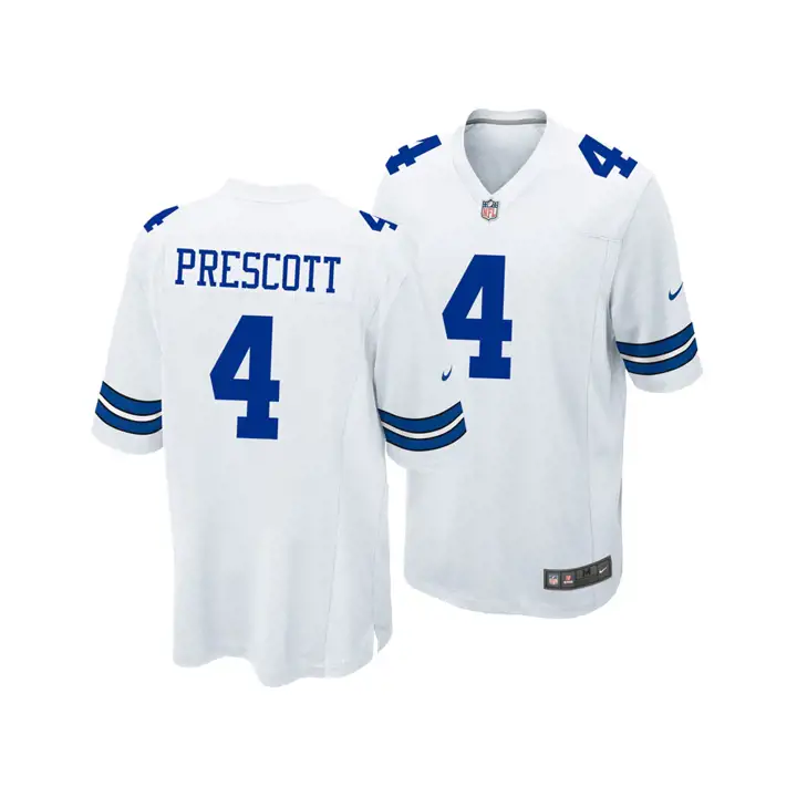 Maillot de match NFL Cowboys Dak Prescott blanc