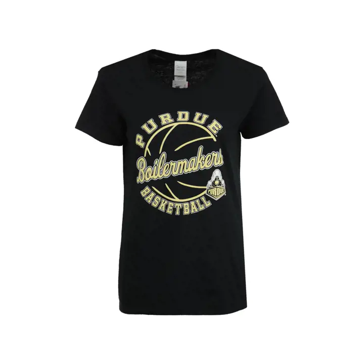 T-shirt Purdue 2F NCAA Femme Lettres Inclinées Football Américain 16 Noir