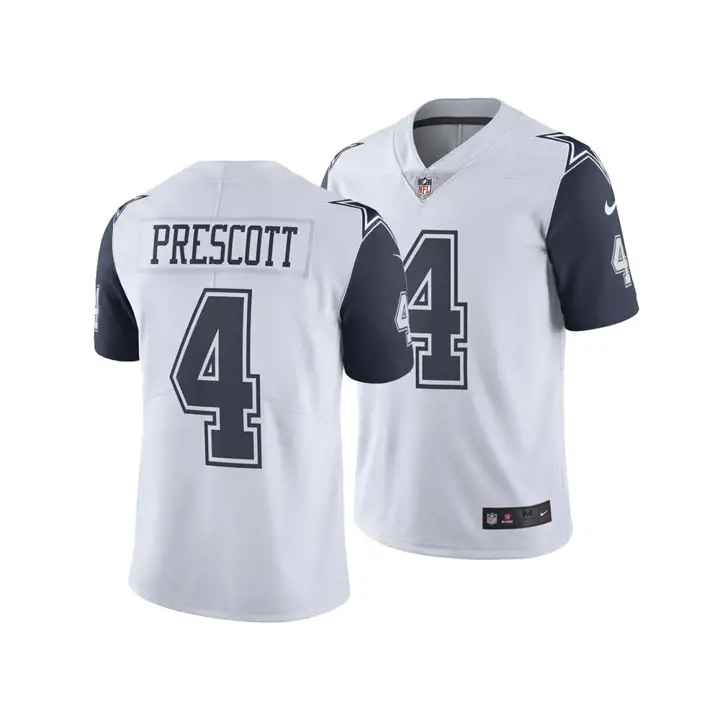 Maillot Color Rush Édition Limitée NFL Cowboys Dak Prescott blanc/marine
