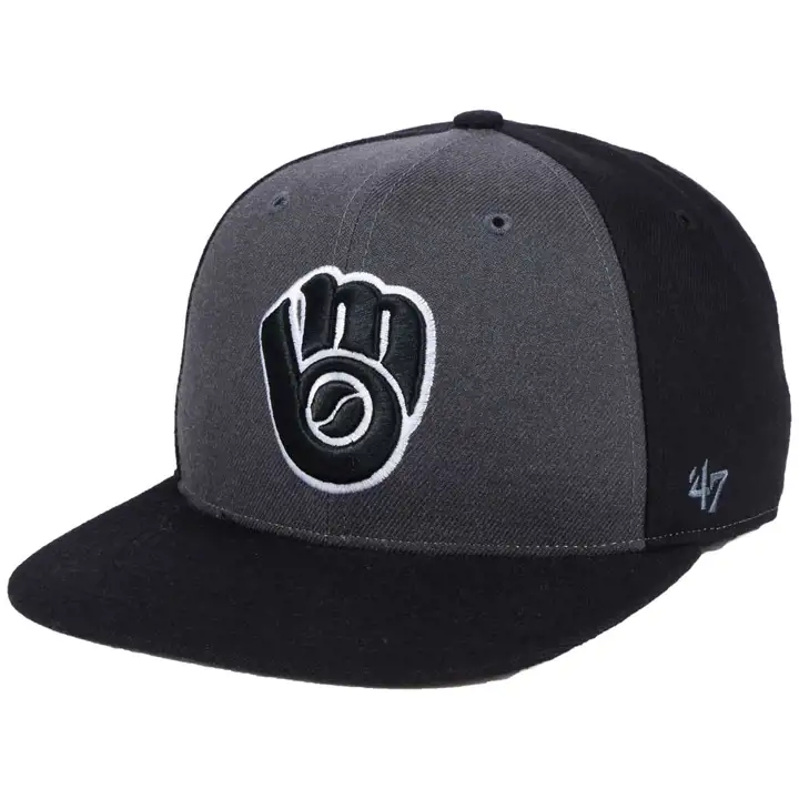 MILWAUKEE BREWERS MLB 47 BLACK SURE SHOT ACCENT SNAPBACK  BL