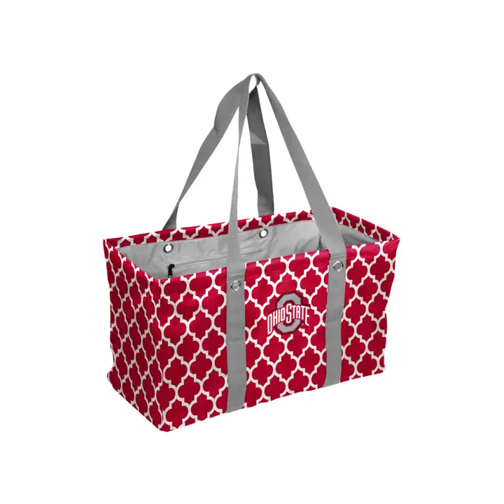 Caddy de pique-nique Ohio State, motif hachuré rouge/gris/blanc