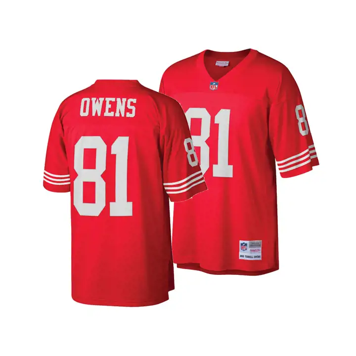 Maillot Rétro NFL M&N Replica 49ERS T. Owens rouge