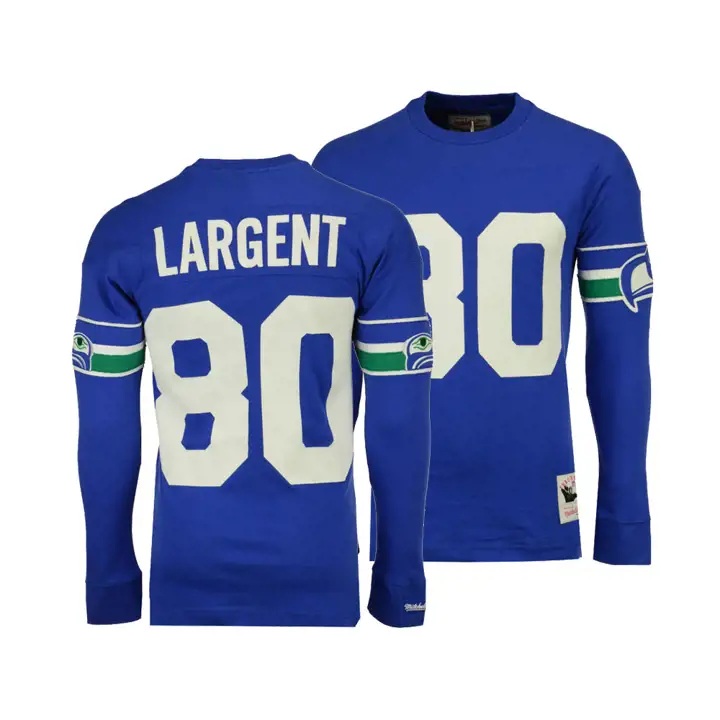 SEAHAWKS NFL Maillot Rétro Joueur N/N Manches Longues T-shirt Largent RB