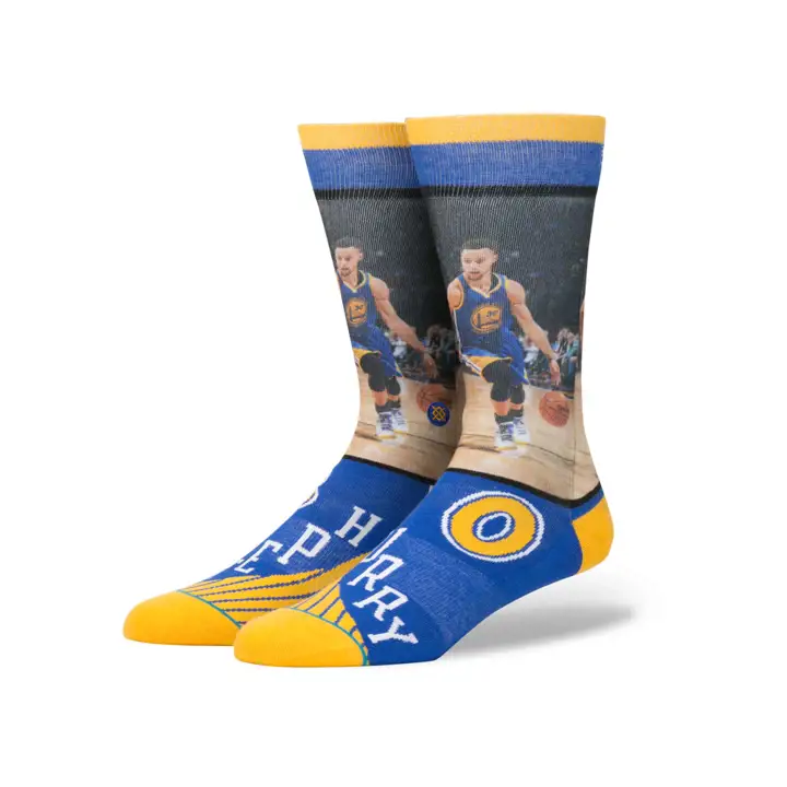 Chaussettes d'équipage Jersey de joueur des Warriors NBA Stephen Curry bleu