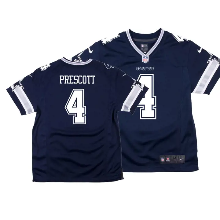 Maillot de match COWBOYS NFL pour enfant Dak Prescott marine/blanc