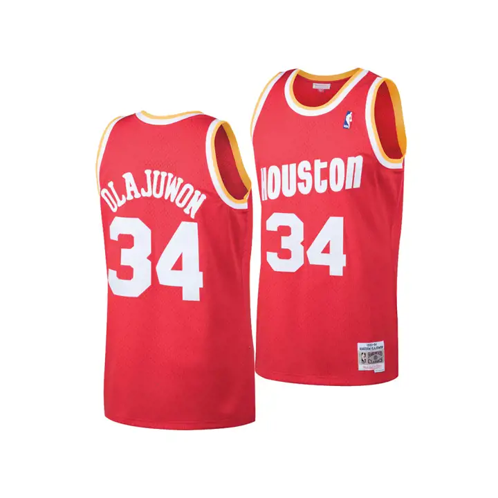 Maillot Swingman M&N NBA ROCKETS Hakeem Olajuwon ROUGE